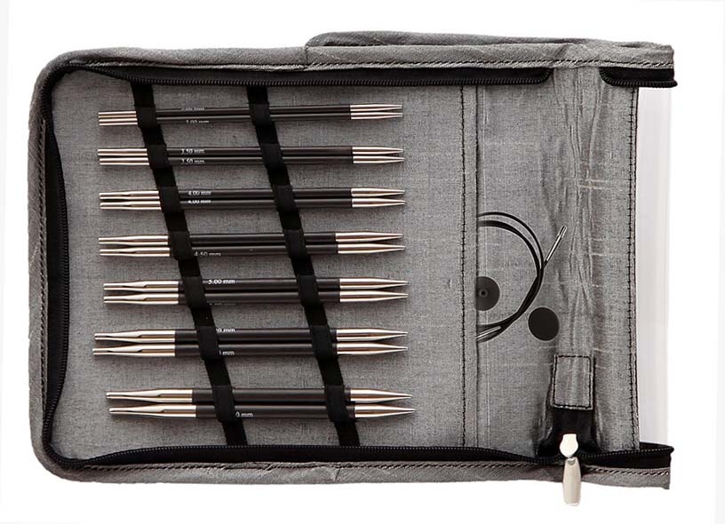Set Regalo Ferri Circolari Intercambiabili KnitPro Karbonz Deluxe - 3,5-8,0 Mm + Accessori
